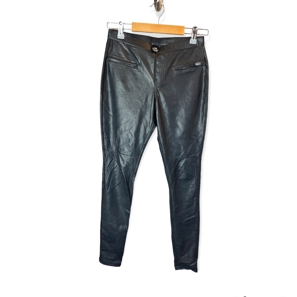 Hue Womens Skinny Front Zipper Packet Leather Pants XS
